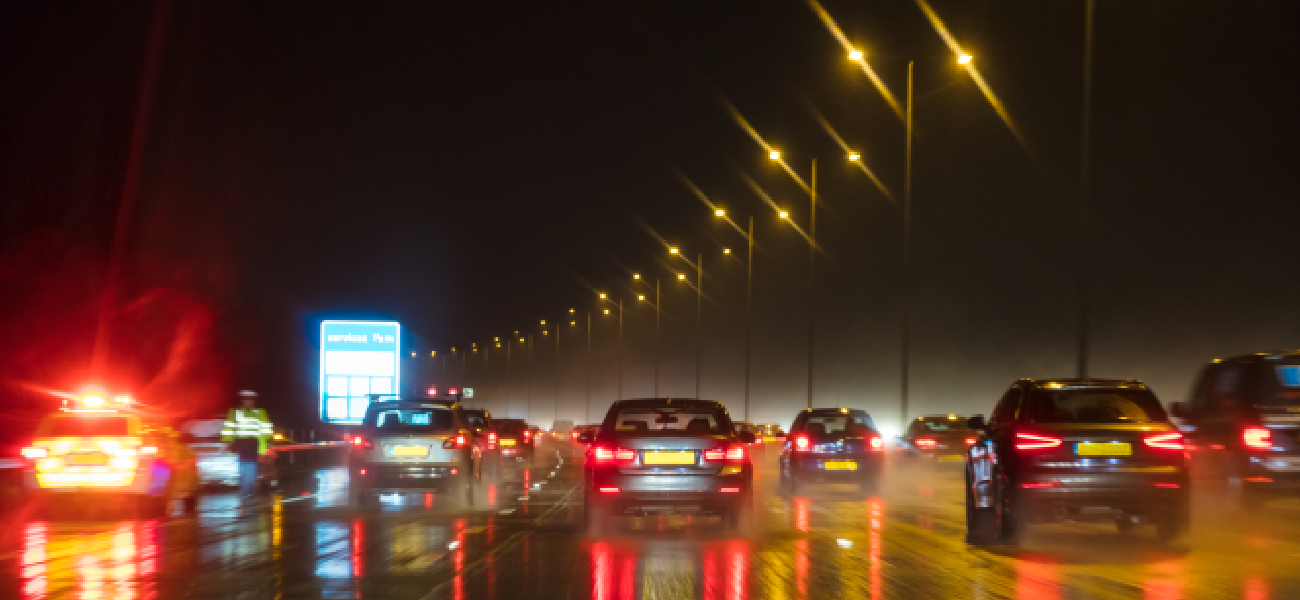 Car Accident Risk from Nighttime Wet Highway Road